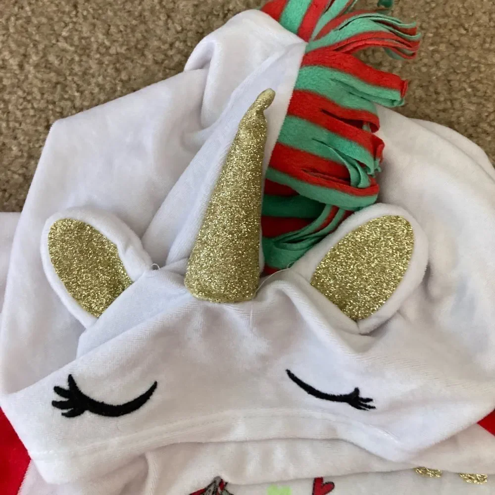 Girls Justice Christmas Holiday Unicorn Fleece Hoodie